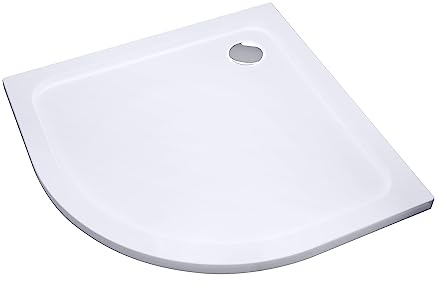 IMPTS Duschwanne/Duschtasse 90x90 cm,Sanitär-Acryl viertelkreis weiß Flache Viertelkreisduschwanne für Runddusche,inkl. Ablaufgarnitur