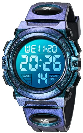 BEN NEVIS Kids Watch,Boys Watch for 6-15 Year Old Boys,Digital Sport Outdoor Multifunctional Chronograph LED 50 M Waterproof Alarm Calendar Watch for Children with Silicone Band Blue