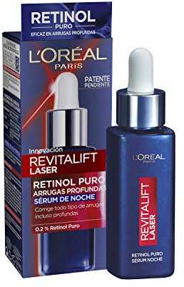 L'Oreal Paris Dermo Expertise Sérum de Noche Revitalift Laser con Retinol Puro, Cuidado Antiedad, Corrige Arrugas Profundas, 30 ml (Paquete de 1)