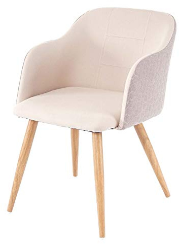 Mendler Esszimmerstuhl HWC-D71 Armlehnen Stoff/Textil - Creme-beige | Stuhl, Küchenstuhl, Retro Design