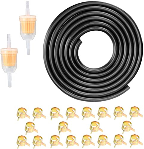 ZAMDOE Benzinschlauch Kraftstoffleitung Ø 5mm * 3 Meter, mit Schlauchschellen Kraftstofffilter für Rasenmäher, Traktor, Mini-Motorrad, Roller, Auto, kleine Motoren