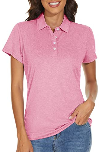 KEFITEVD Dampikétröja, kortärmad, funktionströja, performance, t-shirt, golfpiké, andas, snabbtorkande, fritidströja, ROSA, L