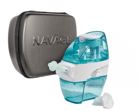 Navage Essentials Bundle - Nasal Irrigation System - Saline Nasal Rinse Kit with 1 Nose Cleaner, 30 SaltPods, Countertop Caddy and Black Travel Case