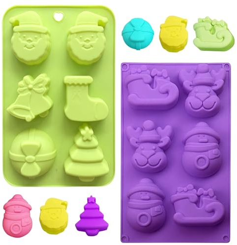 Silikonform Weihnachten, 2 Stück Weihnachts Silikonformen Weihnachten Gießformen Weihnachten Silikonform, Silikon Backform Weihnachten Backen,Backform Weihnachten Wiederverwendbar Silicone Cookie Mold