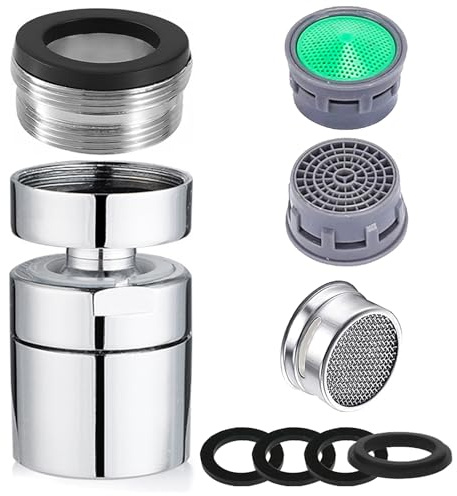 Faucet Extender 360° Swivel Faucet Aerator Female Thread Chrome Solid Brass Kitchen Sink Aerator and Bathroom Sink Filter, 55/64in Aerator for Sink Faucet with 15/16 Inch-27UNS male Thread Adapter