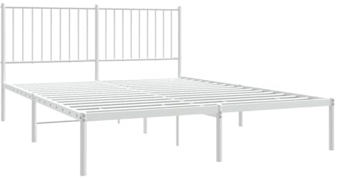 vidaXL Bettgestell mit Kopfteil Metall Weiß 160x200 cm