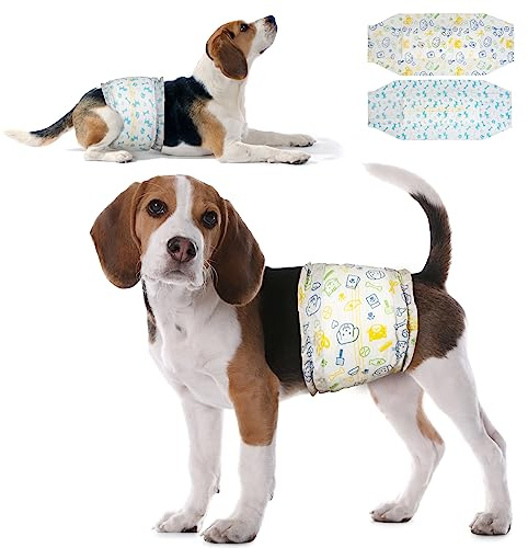 Dono Pannolini per Cani Maschi,48 pz.,Fascia per Cani Maschi,Pannolino Cane Maschio,Indicatore di bagnatura,super assorbente, incontinenza, eccitazione urinaria,i cani in calore, XS,S,M,L