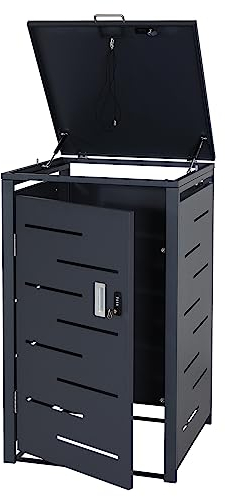 1er-Mülltonnenverkleidung HWC-E83, Mülltonnenbox Mülltonnenabdeckung, erweiterbar 103x60x62cm - anthrazit, Stahl 24kg