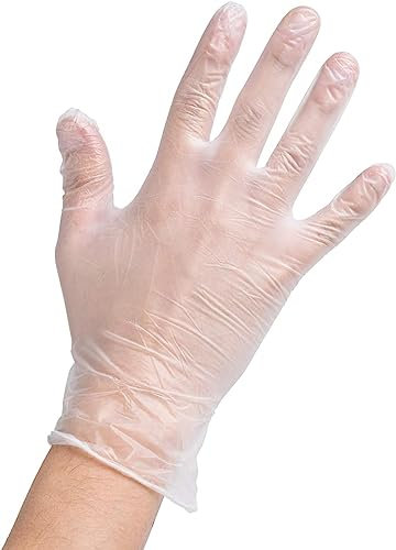Whitedrop Clear Plastic Disposable Gloves | Work gloves from food Service, Food handling to Cleaning | Powder & Latex free Vinyl Gloves (White)