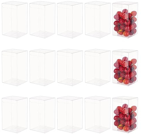 BENECREAT 15 Stück PVC Geschenkboxen, 8x8x14cm, Transparente | Rechteckige Kunststoffbehälter Für Weihnachten, Hochzeit, Party, Geburtstagsgeschenke, Valentinstag, Muttertag