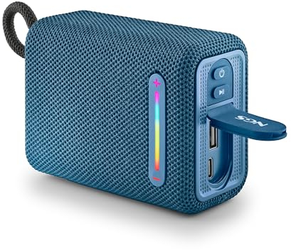 NGS Roller Furia 1 Blue - Altoparlante Portatile Compatibile con Tecnologia Bluetooth, Luci RGB, Impermeabilità IPX6, 15 W, True Wireless, USB, Durata Batteria 9 Ore, Blu