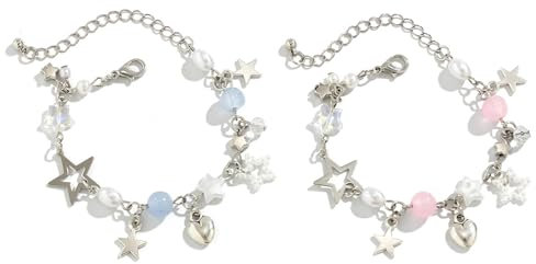Kobeleen Stilvolles Armband mit Sternanhänger, Bettelarmband, modisches Perlenarmband, schicker Handgelenkschmuck, modisches Accessoire für den Alltag