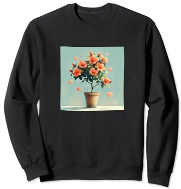 Pianta di azalea in vaso Cottagecore Boho Cuori Grafica Felpa