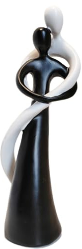 PIGPIGFLY Couple Hugging Statue,Decorative Figures,Living Room,Home Store Decoration,Modern Abstract Art Sculptures Decoration,Office Decorations,Polyresin,Gift(Black+White)