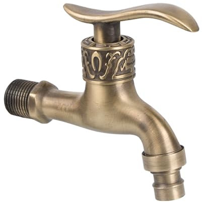 SXWYLZ Vintage Wasserhahn Messing Wasserhahn Wasserhahn Wandmontage Garten Wetterhahn für Garten Wasserhahn Außen Frostsicher,Antike Farbe