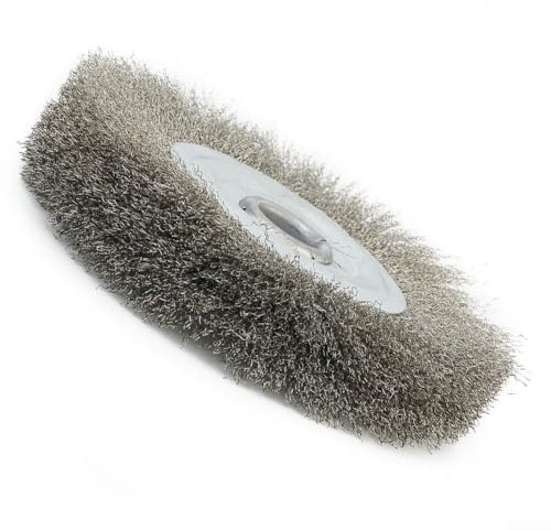 Spazzola per smerigliatrice da banco in acciaio INOX ondulato, 12,7 cm