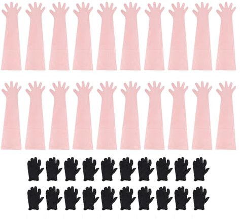 HUSHUI 24 Paar Feld-Dressing-Handschuhe, Hirsch-Ausweide-Reinigungshandschuh-Set mit Langen Handschuhen und Kurzen Nitril-Handschuhen