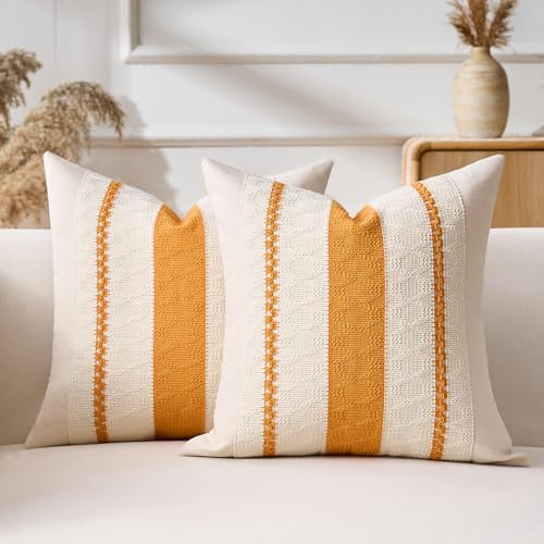 Boho kuddfodral för soffa 40 x 40 cm bomull och linne makramé flätat kuddfodral för soffa modern bondgård fyrkantiga kuddfodral för hem vardagsrum sovrum inomhus utomhus set om 2