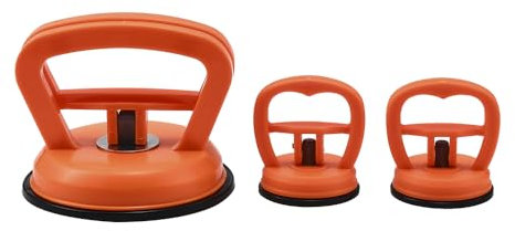 XhuangTech 3 Pack Car Dent Puller (2.2in & 4.7in), Heavy Duty Dent Repair Remover Kit with Suction Cup, Powerful Auto Dent Plunger Portable Scratch-free for Car Body, Glass, Furniture Moving (Orange)