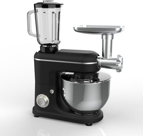 Robot De Cocina Multifuncion 3 en 1, Batidora Amasadora con Función Picadora De Carne y Batidora, 6 Funciones de Regulación y Pulse, kit de Accesorios,6L