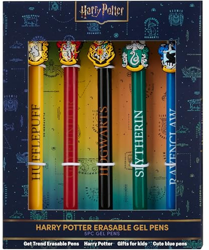 Get Trend Harry Potter Radierbarer Kugelschreiber 5er Set Blaue Tinte Gel Tintenroller mit Radiergummi für Schule oder Freizeit Geschenke Kinder Teens (Harry Potter)
