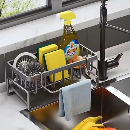 CASANTIA| INOXIDABLE Organizador Fregadero, Soporte Estropajo, Organizador Cocina, Soporte Esponja Fregadero, Guarda Estropajos