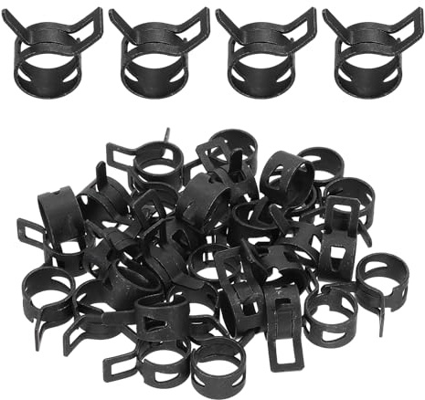 PATIKIL Spring Band Hose Clamps, 32 Pcs for 10.8-11.9mm OD 0.4(10mm) ID Manganese Steel Spring Clip Pipe for Fuel Line Silicone Vacuum Air Hose Tube Water Pipe, Black