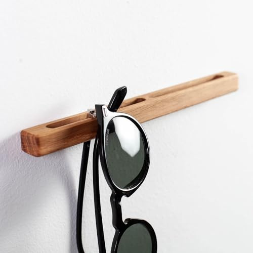 Craman Brillenhalter aus Holz für Wand, Eiche, modernes Regal, Wandmontage, Brillenhalter, Aufhänger, Diele, Dekoration, Deutsch (Natur, 20 cm)