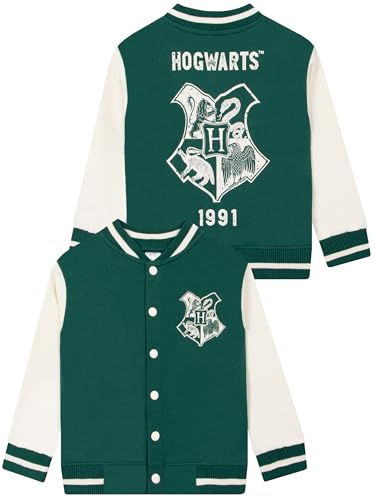 Harry Potter Giacca Ragazzo, Giacca Bomber Hogwarts, Baseball Giubbotto Ragazzo, Verde 8-9 anni