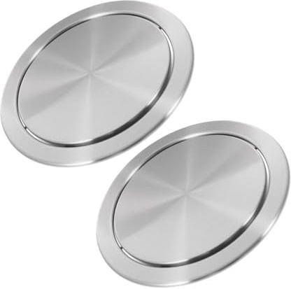 BESTYASH 2 Pièces Couvercle de Poubelle Encastré Rond Acier Inoxydable Couvercle à Bascule pour Cuisine Salle de Bain Bureau et Restaurant Optimisation Despace et Fermeture Automatique