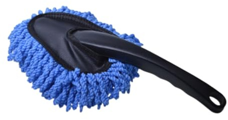 STOBAZA Cepillo para Polvo de Coche de Algodón Azul, Compacto y Suave | Quita Suciedad y Polvo, Alta Absorción de Agua, Cepillo Pequeño de Cera Extraíble, Limpieza Interior y Lavado