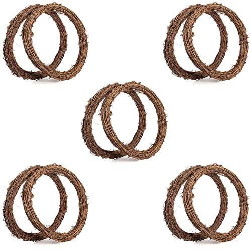 Uikdjgu 10PCS 14 Inch Grapevine Wreaths Wreath Rattan Wreath Garland for DIY Christmas Craft or Wedding Decors