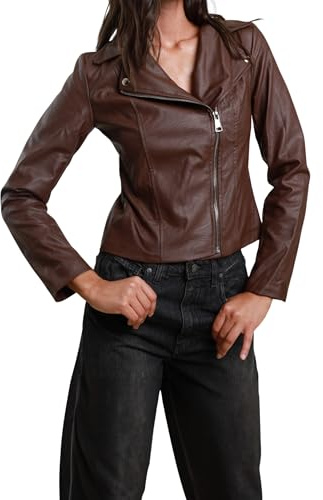 SUSY MIX Giacca Donna Chiodo Ecopelle Corto con Zip