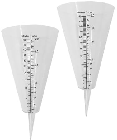 Kichvoe Pluviomètres Lot de 2 Transparents Cône pour Mesurer la Pluie Le Jardin et Contrôle d'Arrosage Extérieur