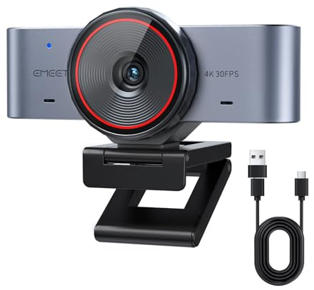 EMEET C960 Ultra 4K Webcam per PC/Mac, Sensore da 1/1.5, Autofocus Rapido, Corpo in Metallo, Modalità Lavagna, Copertura per la Privacy, 2 Microfoni, USB Web Cam per Videochiamate, Streaming, Zoom