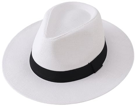 Generisch Strohhut Herren Atmungsaktiv Panama Hut Schattenspendend Sonnenhut Sommerhut Klassische Leichter Hüte Sommer Sonnenschutz Strandhut für Damen Outdoor Urlaub