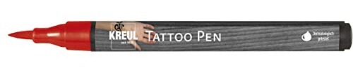 KREUL 62101 - Tattoo Pen rot, Strichstärke 0,5 - 3 mm, Kosmetiktinte auf Wasserbasis, hält bis zu 5 Tage, dermatologisch getestet, vegan, parabenfrei