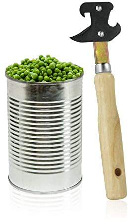 METALTEX ABRELATAS Mango Madera, Acero Inoxidable, Negro, Estandar