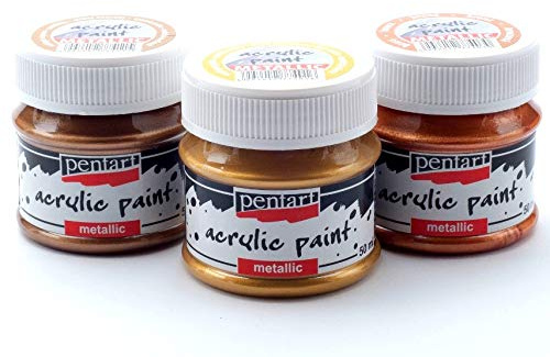 Zita's Creative Acrylfarben Set Metallic 3x50ml - Set 3. Metallfarbe, Bastelfarbe, Acrylfarbe