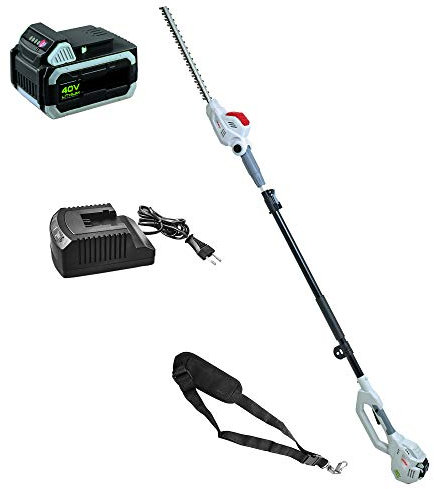 IKRA 51000460 tagliasiepi telescopico IATHS 40-43, incl. Batteria, Caricabatterie e Tracolla, Durata Max. 100 Minuti, 40 V, grigio/rosso/nero.