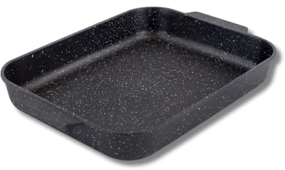 Scoville NEVERSTICK - Teglia da forno antiaderente, 32 x 26 cm, con manici integrati, lavabile in lavastoviglie, senza PFOA, in alluminio, colore nero