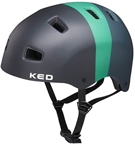 KED Unisex Jugend 5forty Fahrradhelm, Black Green matt, L (57-62 cm)