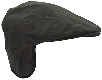 WALKER AND HAWKES - Unisex Schiebermütze mit Ohrenklappen - 100% gewachste Baumwolle - Olivgrün - XL