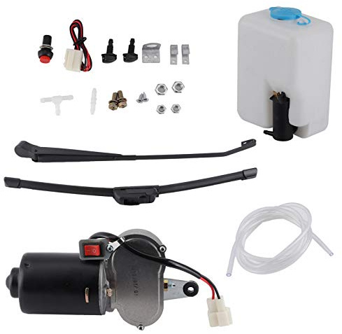 Fydun Kit d'assemblage universel d'essuie-glace de voiture, Contenir Moteur Lame d'essuie-glace Bec d'eau Vaporisateur avec pack d'accessoires Fit pour UTV ATV