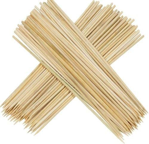 HoitoDeals 6 Inch Wooden Bamboo Skewers for Barbecue Kebab, Cocktail, Fruit Stick (100 Pcs)