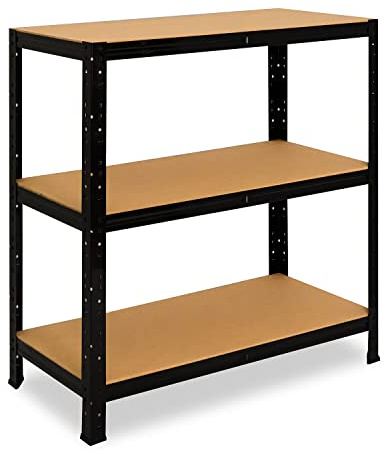 shelfplaza Black 90x75x50cm Schwerlastregal schwarz mit 3 Böden x 175kg | Kellerregal · Lagerregal · Metallregal · Regale für Kellerraum · Steckregal · Abstellraum Regal