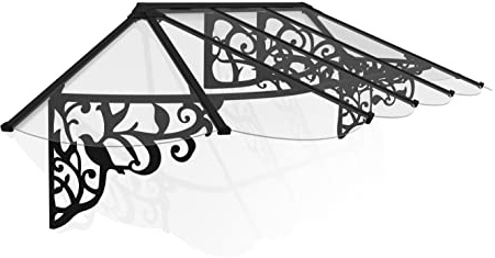 Canopia by Palram Auvent pour Porte d'entrée Lily XL 3100 Auvent en Pente 319 x 88 cm Noir Protection Solaire Auvent de Porte d'entrée avec gouttière