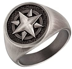 s.Oliver Ring Edelstahl Herren Ringe, Kompass, Kommt in Schmuck Geschenk Box, 2034930