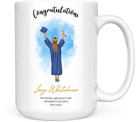 Mug Monster - Regalo de graduación personalizado para ella, taza de felicitación para hija, taza de café de cerámica, regalo o mujer, taza extragrande y gigante disponible, taza blanca de 15 onzas