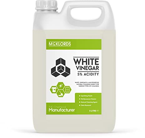 McKLords - White Vinegar - 5% Acidity | Multi Surface Cleaner - 5 Litre, Clear